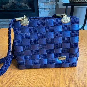 Creazioni Alma blue basket weave bag